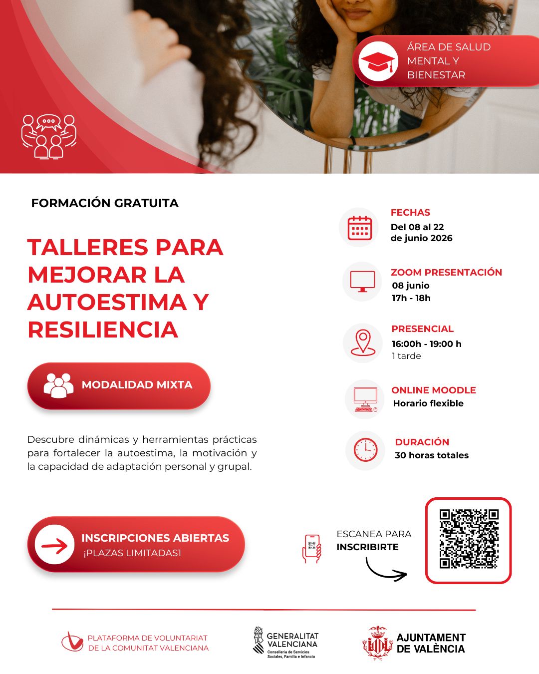 Póster de Talleres para mejorar la autoestima y resiliencia